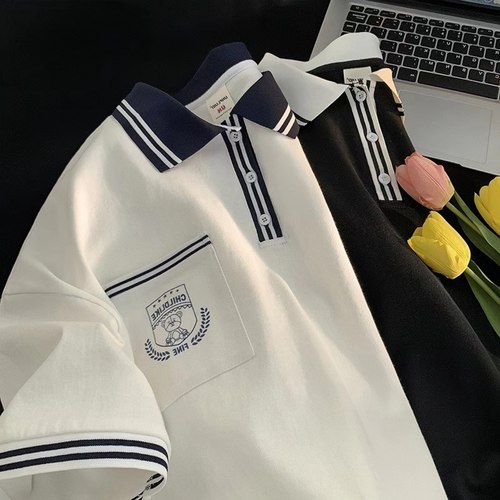 常春藤学院风polo衫男短袖夏季