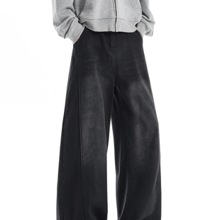 baggy廓形宽松百搭休闲弯刀长裤 美式 秋季 男款 复古水洗阔腿牛仔裤