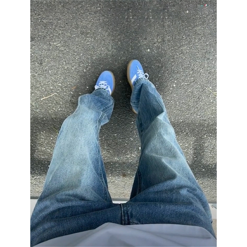 闪电纹牛仔裤男款夏季美式高街