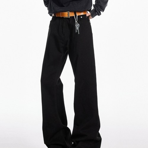 弯刀微喇黑色517牛仔裤男