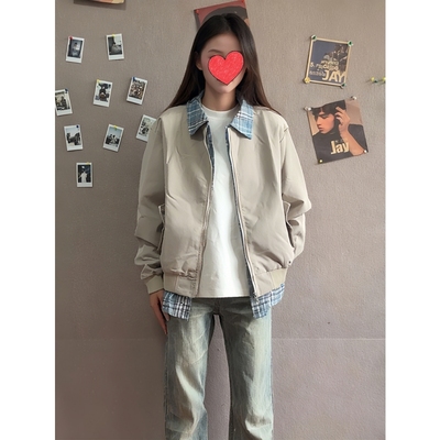 美式假两件短款外套男款