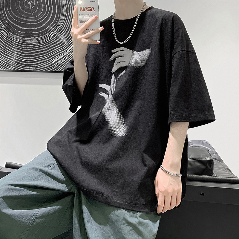 SHORT-SLEEVED T-SHIRT MENS SUMMER NEW INS KOREAN VERSION OF THE TREND LOOSE HALF-SLEEVED SHIRT HONG KONG STYLE HANDSOME STUDENT TIDE BRAND COMPASSIONATE