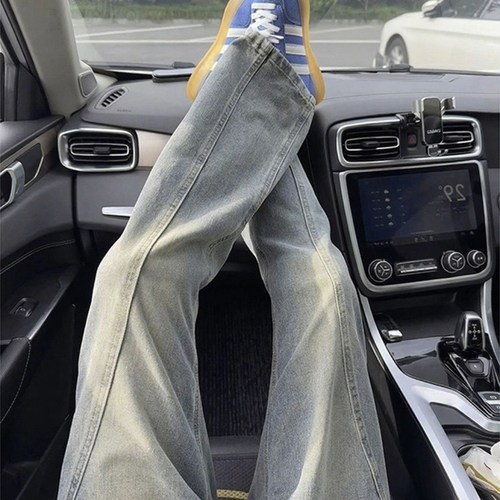 美式复古斜切弯刀牛仔裤男款