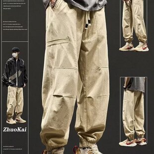 秋冬美式 潮牌宽松冬季 男裤 工装 男生休闲裤 子男款 加绒痞帅束脚裤 裤