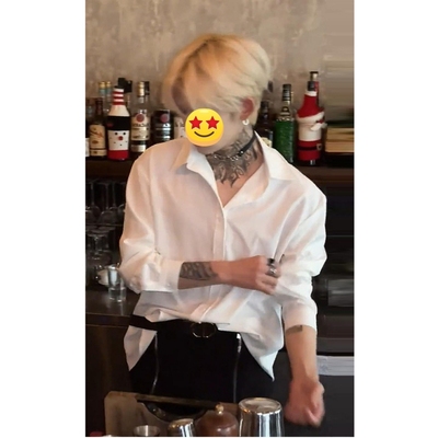 英伦雅痞男装纯白色衬衫男