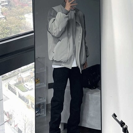 小众飞行员夹克男短款cleanfit外套春秋季新款高街vibe美式棒球服