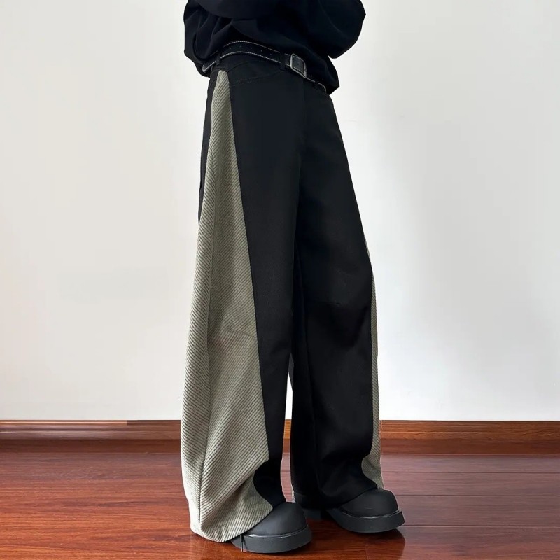 设计款拼接弯刀休闲裤美式复古欧美裤子男oversize直筒阔腿拖地裤,男装,卫裤,淘宝优惠券,粉丝福利购,淘宝优惠卷