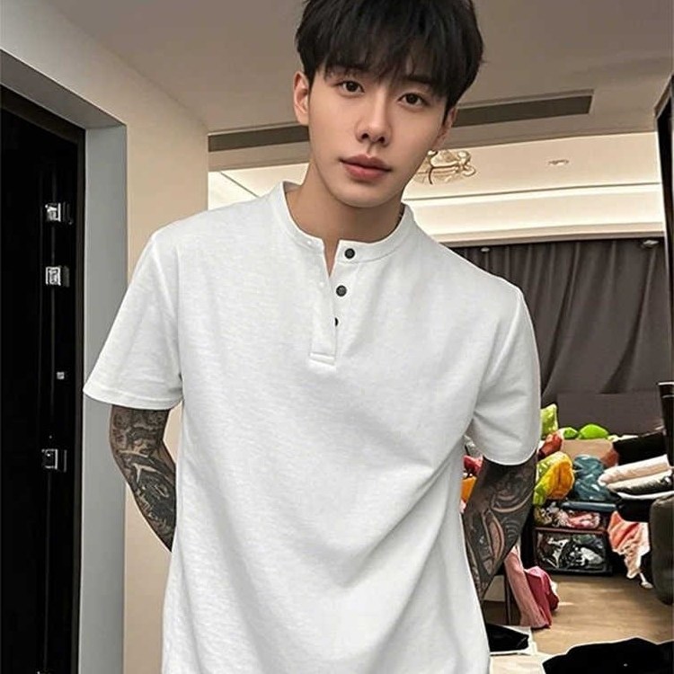 cleanfit亨利领短袖T恤男款夏季潮牌美式重磅痞帅百搭半截袖上衣,男装,牛仔衬衫,淘宝优惠券,粉丝福利购,淘宝优惠卷