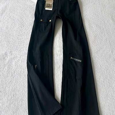 多口袋微喇牛仔裤男款