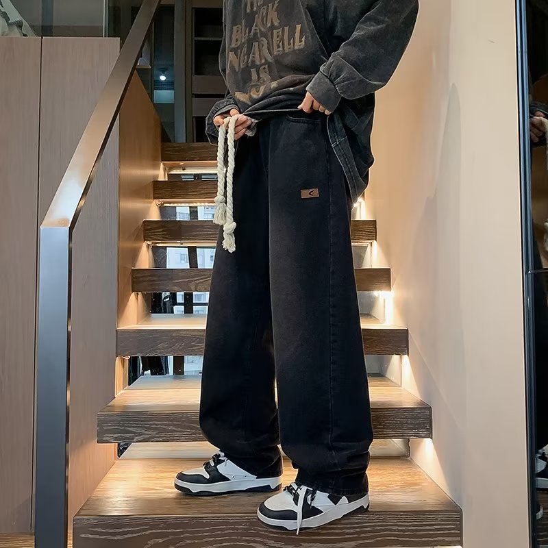 高街慵懒风松紧腰牛仔裤