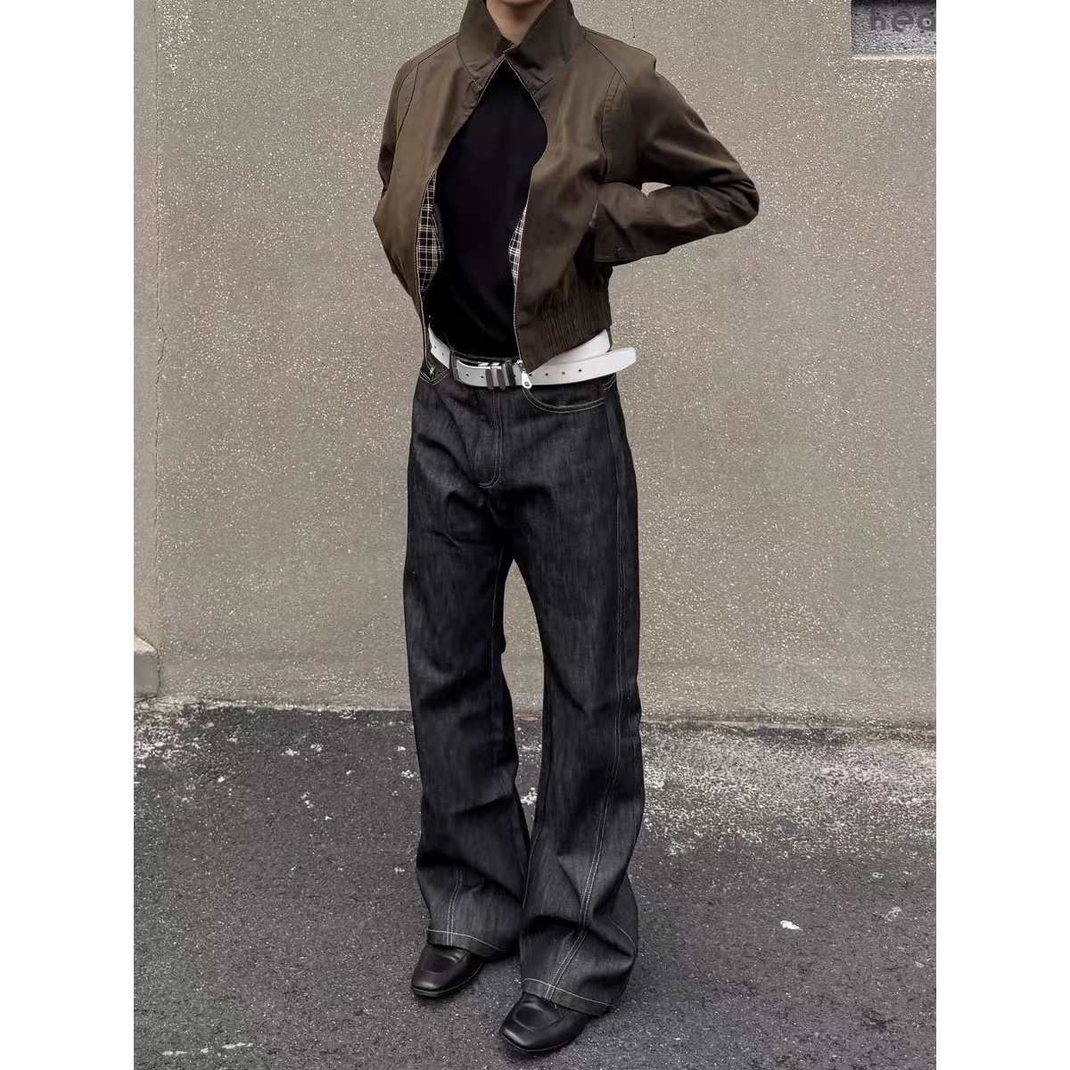 2025春秋新款原牛13盎司原色微喇cleanfit牛仔裤刺绣马毛皮牌裤子