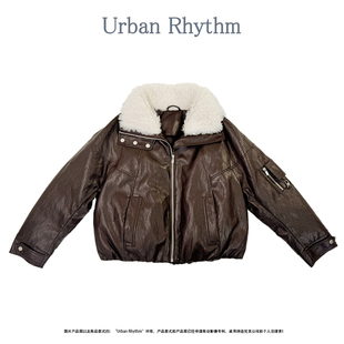 拉链短款 UrbanRhythm时尚 复古毛领皮衣90白鹅绒羽绒服女25冬季