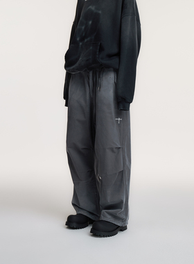 UMBNESS 潮流街头休闲伞兵裤潮牌做旧喷马骝渐变长裤宽松工装裤秋