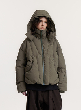 UMBNESS 冬季设计师防水加厚保暖休闲外套可拆连帽羽绒服90白鸭绒
