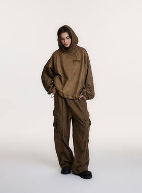 UMBNESS 废土风连帽卫衣重磅美式休闲男士复古哥特式痞帅套头上衣