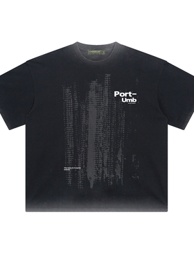 UMBNESS原创设计感小众复古潮牌上衣美式水洗渐变喷色做旧短袖t恤