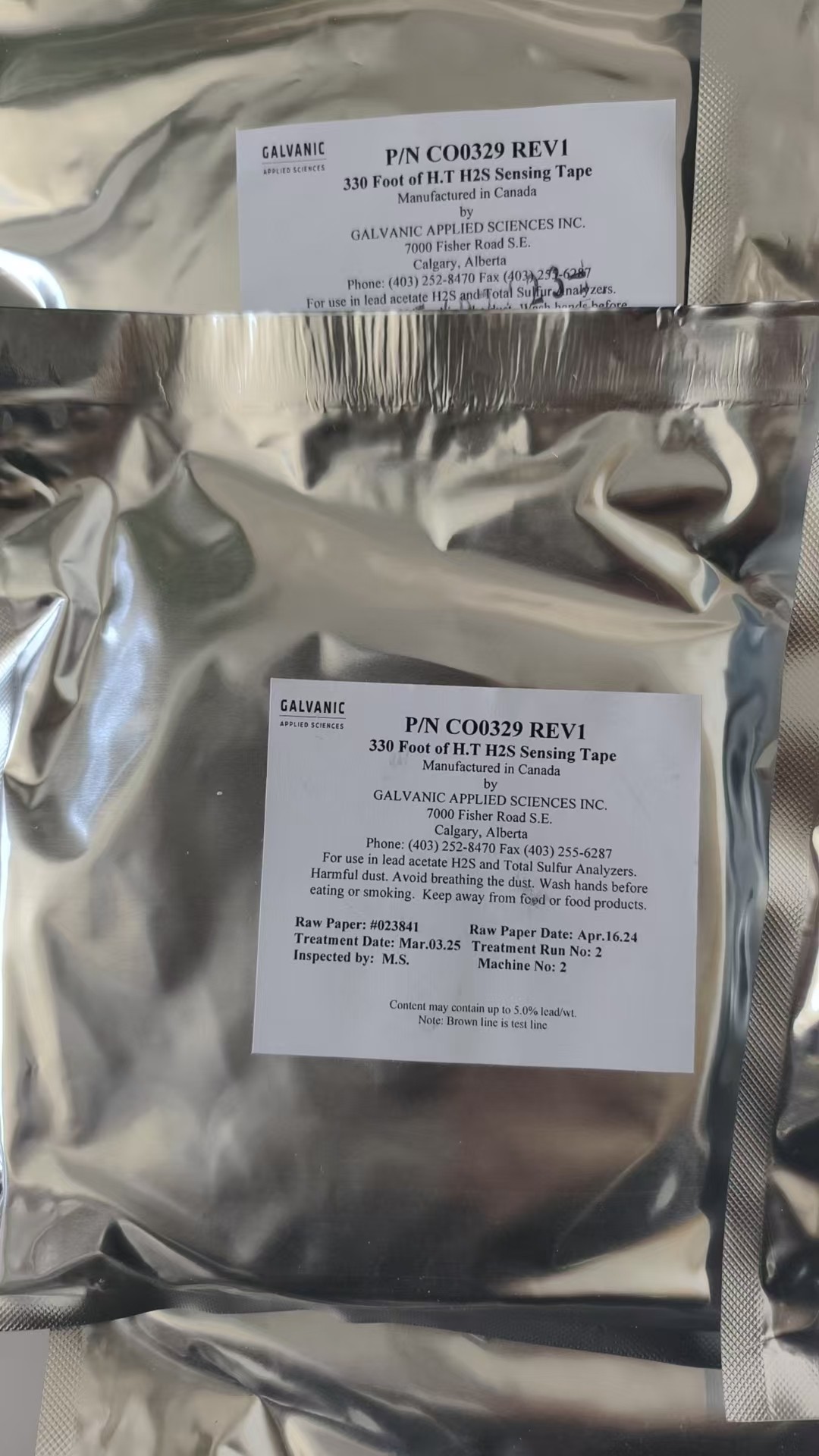 加拿大galvanic  CO0329醋酸铅纸带  5%醋酸溶液 新老包装随机发