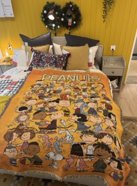 美式卡通人物毯史努比Peanuts卡通抽象毛毯客厅沙发毯床毯宿舍