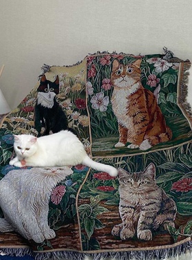 韩国复古休闲毯装饰毯午睡毯毛毯针织毯棉质盖毯沙发毯布艺毯子