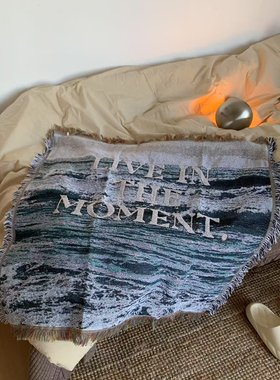 治愈系氛围感复古ins风艺术挂毯装饰毯 大海live in the moment