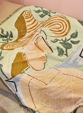 原创少女画马蒂斯白领女士挂毯装饰毯休闲毯盖毯毛毯沙发毯