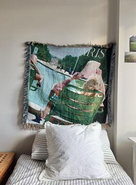 夏日唯美法国巴黎公园塞纳河畔度假惬意风格慵懒时光挂毯