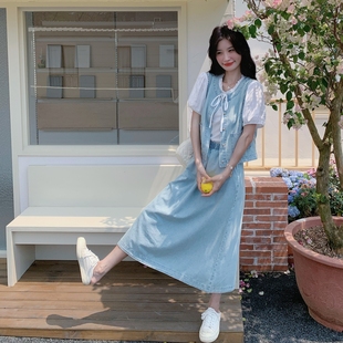 2025超火夏装一整套新款爆款高级感清纯系穿搭牛仔马甲裙子三件套