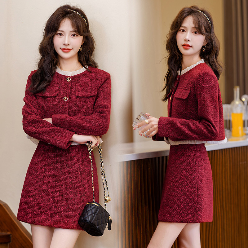 小香风套装裙女装春秋2025新款爆款小个子高级感名媛半身裙两件套