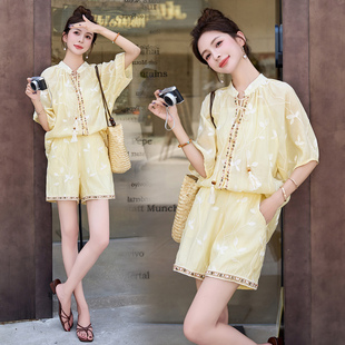 新中式短裤套装女2025夏季新款气质减龄薄款防晒两件套洋气小个子