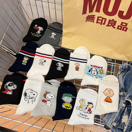 保暖女纯棉卡通中筒女袜