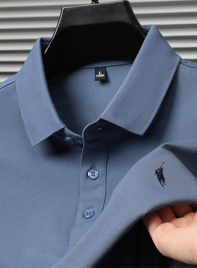 【奥莱品牌折扣】保罗专柜POLO衫短袖男士纯色小马标刺绣翻领T恤