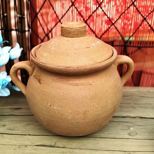 云南土陶罐粗陶砂锅带盖全手工柴烧餐具罐罐米线用品可明火炖煮