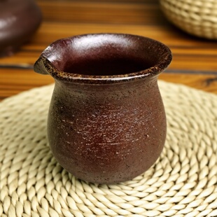 云南土陶器公道杯粗陶老岩泥全手工素坯裸烧纯松木柴烧复古中式款