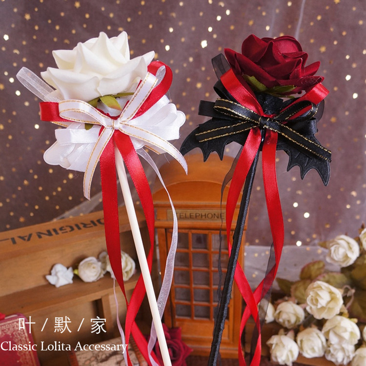 lolita手杖哥特暗黑玫瑰花棒手持权杖魔法仙女棒cos手持手杖表演