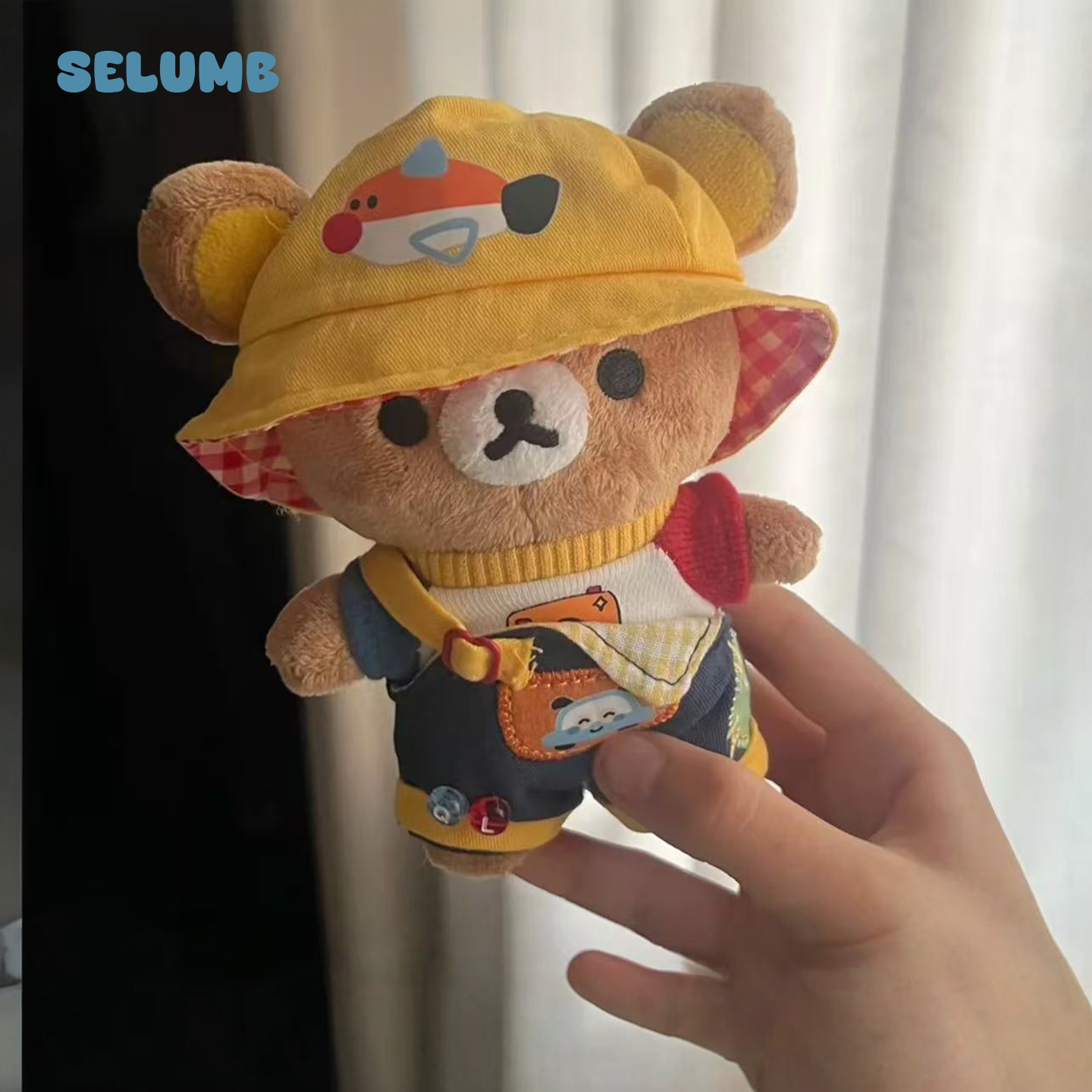 日本SELUMB可爱厨师轻松熊背带渔夫帽熊哥毛绒玩偶挂件钥匙扣礼物