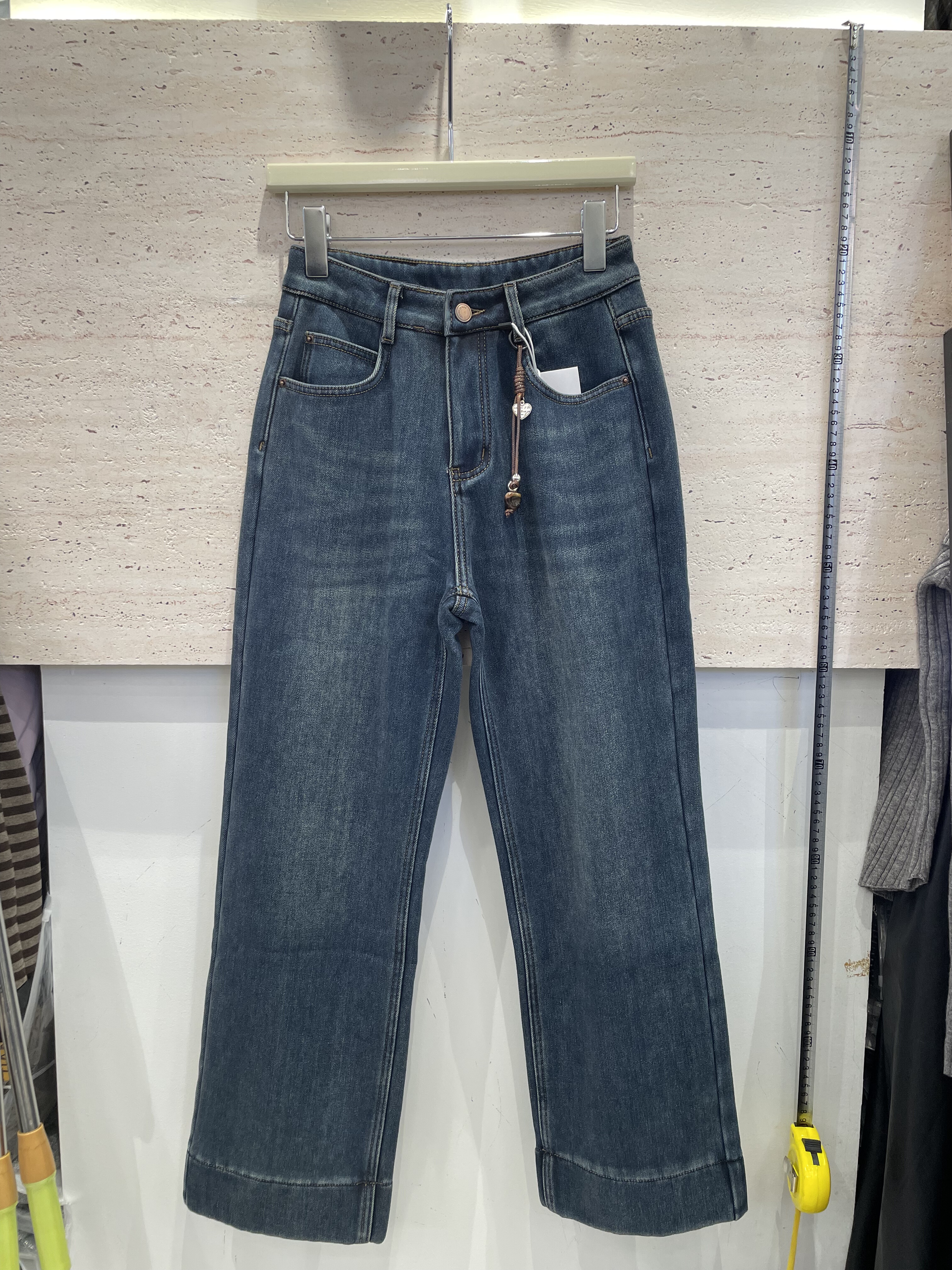 酥旺663冬季新品加厚时尚气质百搭洋气显瘦高腰小直筒女牛仔裤子