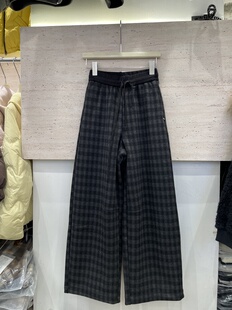 欧妮时格9623冬季新款韩版高腰显瘦加绒加厚直筒格子休闲百搭女裤