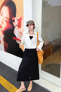 鑫天心2577入秋搭配一整套韩系减龄衬衫加高腰半身裙两件套装女