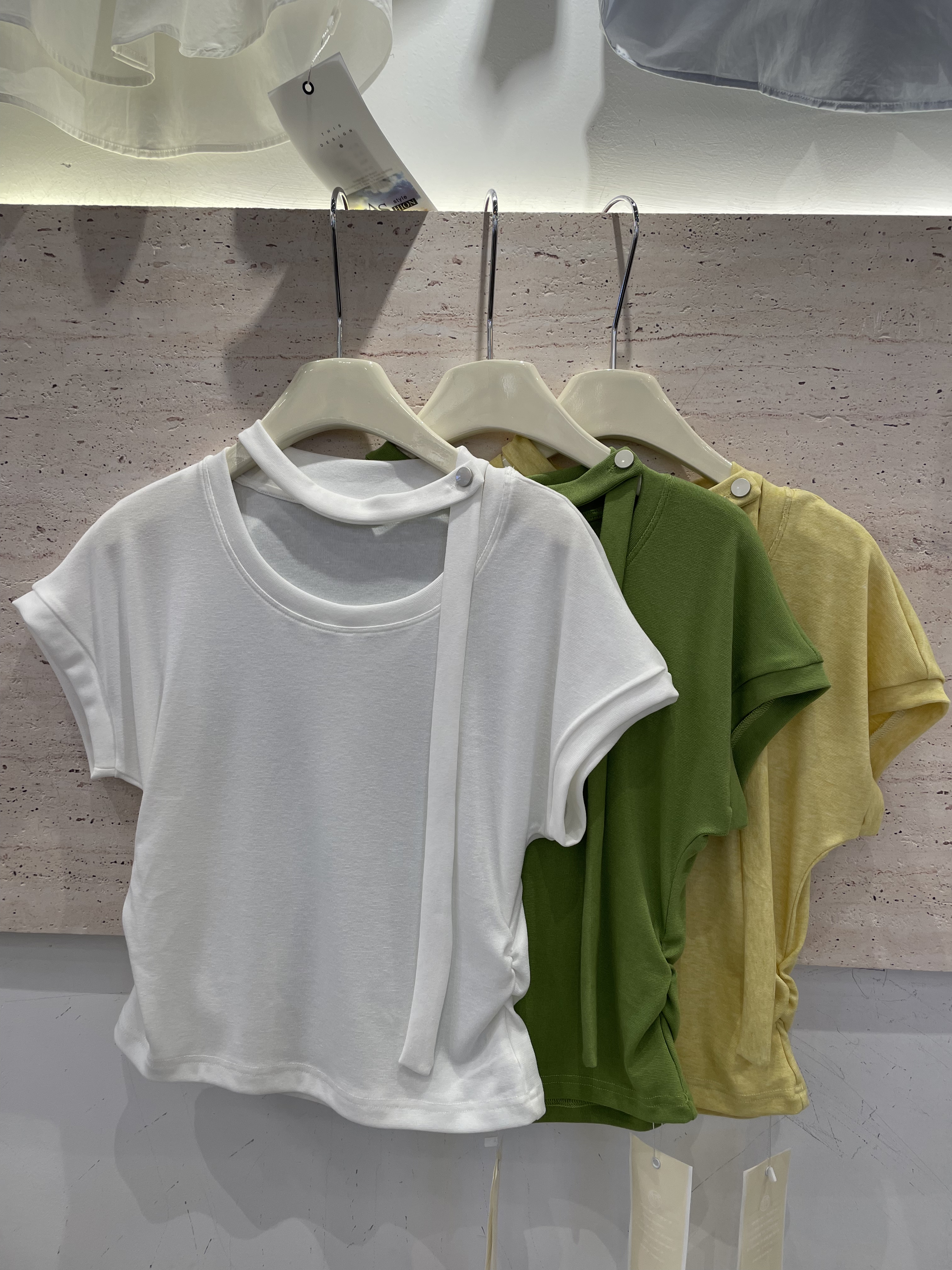 帛瑞26063夏季新品时尚圆领设计感飘带短袖T恤女宽松显瘦百搭上衣