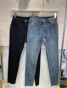 竹子家859冬季新品加绒加厚高腰显瘦小脚裤牛仔小个子百搭女裤子