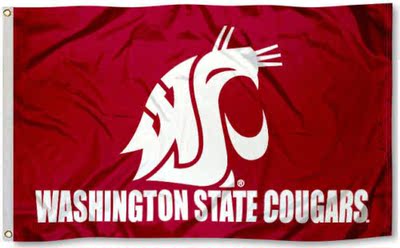 外贸华盛顿州美洲狮队旗Washington State Cougars Flag