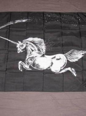 外贸货源黑色的独角兽旗帜BLACK UNICORN  Flag亚马逊WISH EBAY热