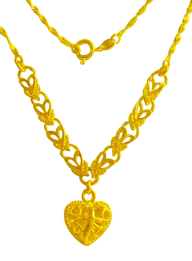 镀黄金短款学生颈链礼品小吊坠