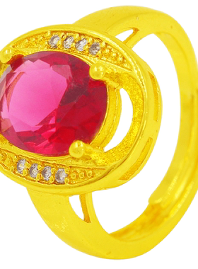 镀黄金戒指学生彩色开口婚庆刻字