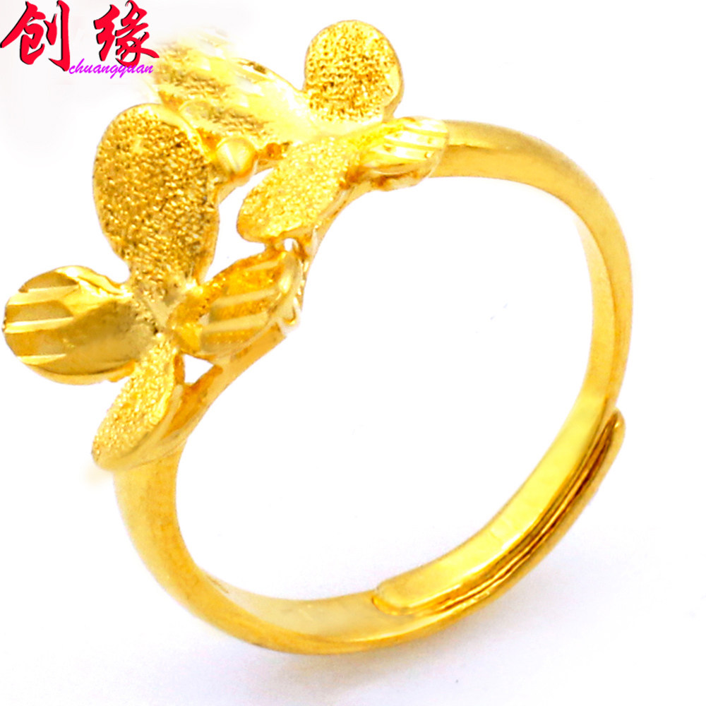 创缘可调节镀黄金戒指女妈妈蝴蝶女友闺蜜礼品镀沙金指环支持刻字