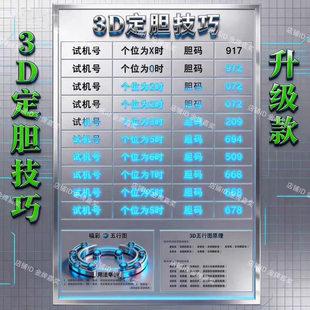 塑封福彩3D定胆技巧3D排三技巧3D五行图原理定制另有赠品资料册