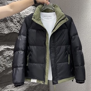 冬季立领羽绒服男加厚保暖白鸭绒短款立领外套高端洋气面包服男潮