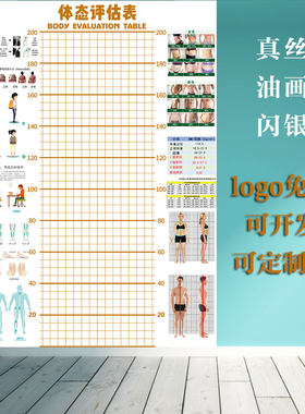 儿童体态身高评估表站姿体测网格背景墙纸幼小中青少年体测评估图