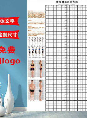 繁体体态评估图健身房体测表瑜伽私教站姿形体脊椎修复身体