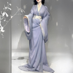 紫色战国袍汉服女装仙气大袖拖尾直裾古装古风舞蹈演出服2026新款